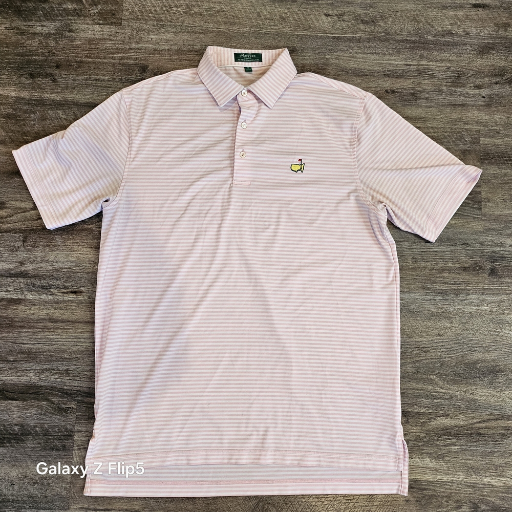 Masters Desinef By Peter Mullar  Men's Pink Striped Polo Shirt